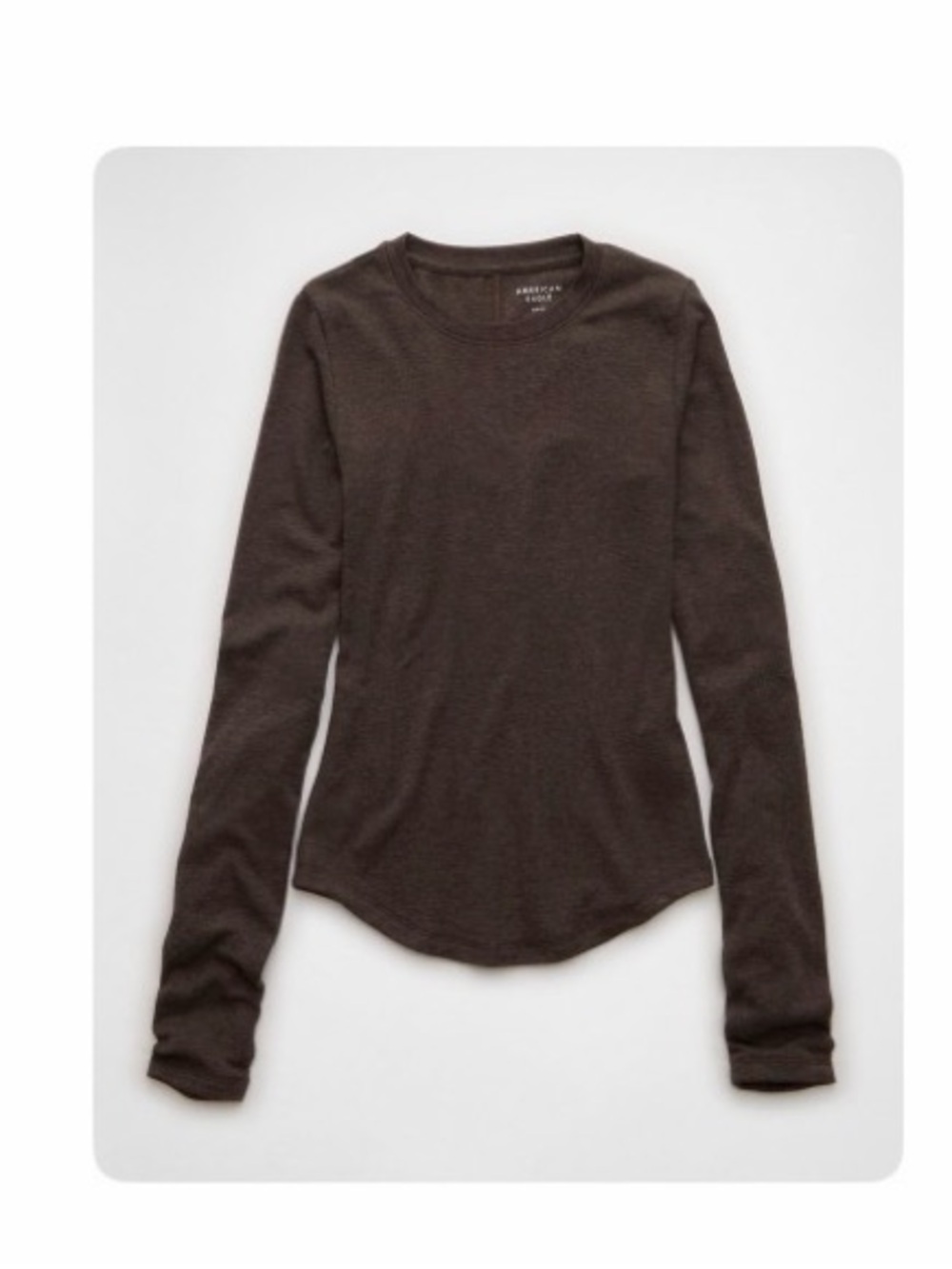 American Eagle Outfitters Women's Long Sleeve Crewneck Top in Brown